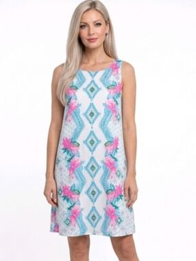 Lilly Pulitzer Jackie Floral And Geometric Print Sleeveless Shift Dress Size XS